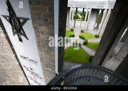 Le Mardasson Memorial detail showing names of US army battalions who fought in the Battle of the Bulge. Stock Photo