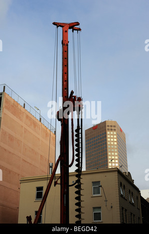 A giant drill bit seen in a building site in Adelaide, South Australia Stock Photo
