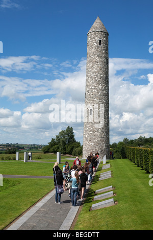 Island of Ireland Peace Park. School children on visit to memorial with tower commemorating First World War. Stock Photo