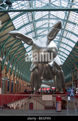 'Rabbit' by Jeff Koons, on show at Covent Garden, London to mark the ...