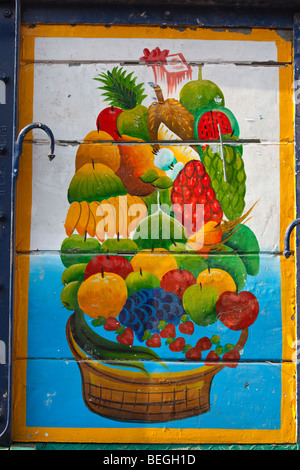 Design on truck at the Open air market in Old Dhaka Bangladesh Stock Photo