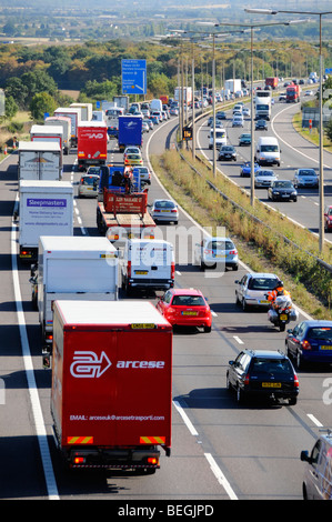 M25 motorway traffic slow and queing near junction Stock Photo