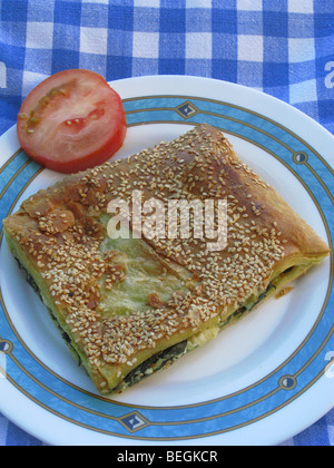 Greek Cuisine. Spanokopita. ( Spinach and Cheese Pie ) Stock Photo