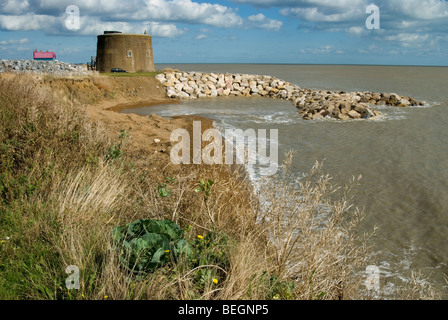 Bawdsey Martello tower with coastal erosion protection Stock Photo