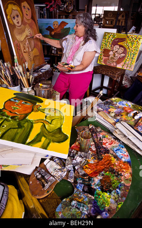 Artist Mirka Mora in her studio, Australia Stock Photo