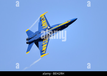 US Navy Blue Angels aerobatic team, F-18 Hornets aerbatic display. Stock Photo