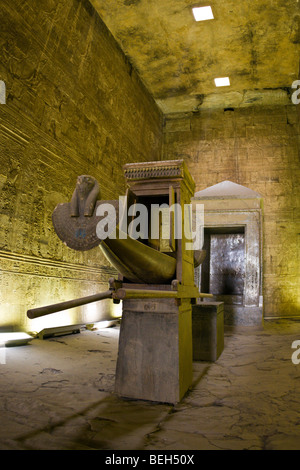 Barque at Temple of Horus in Edfu, Edfu, Egypt Stock Photo