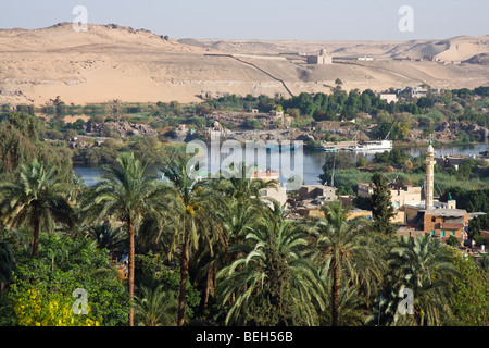 View on Nile River Landscape of Aswan, Aswan, Egypt Stock Photo