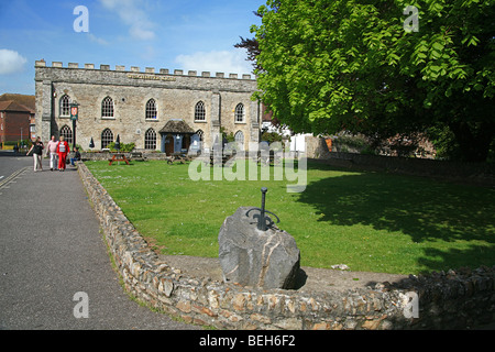'Excalibur '- the sword in the stone - outside The Castle Museum in Taunton, Somerset, England, UK Stock Photo