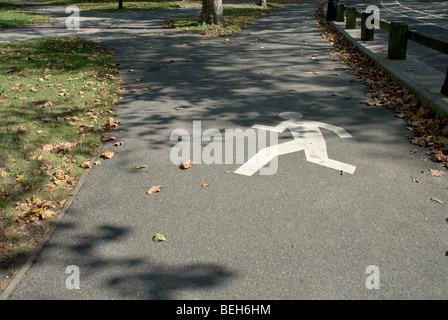High angle view of a pedestrian crossing sign painted on a walkway Stock Photo