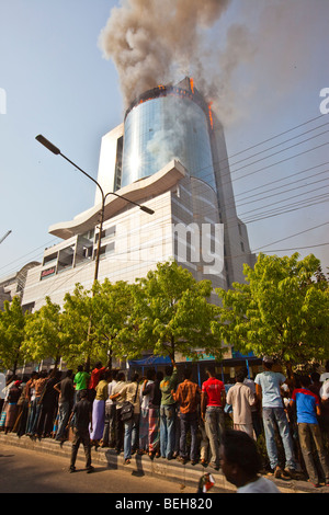 Bashundhara City Shopping Complex Building on Fire in Dhaka Bangladesh Stock Photo