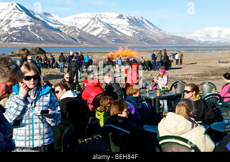 Spitsbergen, Svalbard, Longyearbyen, midsummer night celebration Stock Photo
