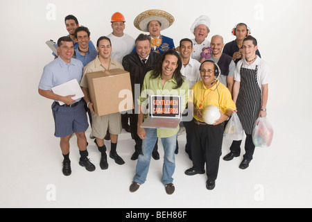 Group portrait of men in different professions Stock Photo