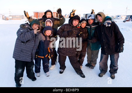 Gojahaven is a town in the far north of canada in 1000 where Inuits living. There is one primary school and one secondary school Stock Photo