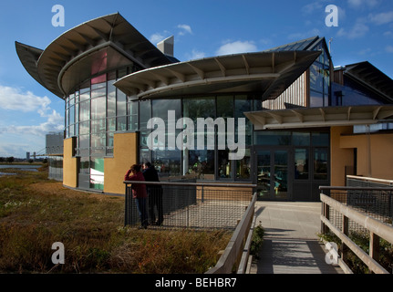 RSPB Saltholme Bird Reserve buildings & visitor centre, Seaton Carew Road, Port Clarence, Middlesbrough Teesside UK Stock Photo