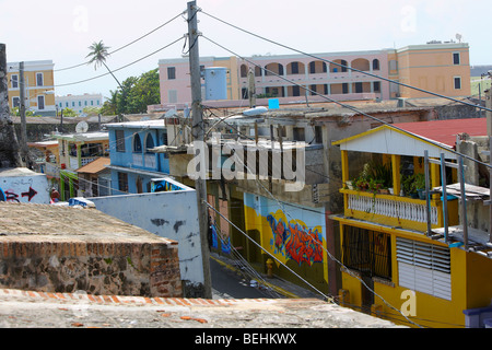 Buildings in a town, La Perla, Old San Juan, San Juan, Puerto Rico Stock Photo