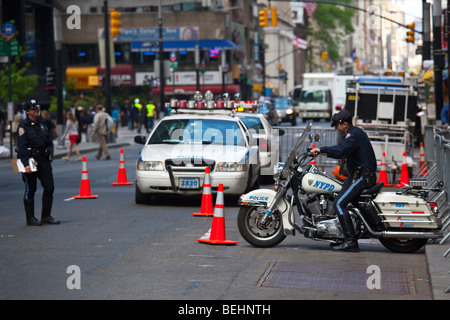 Motorcycle Police in Downtown Manhattan New York City Stock Photo