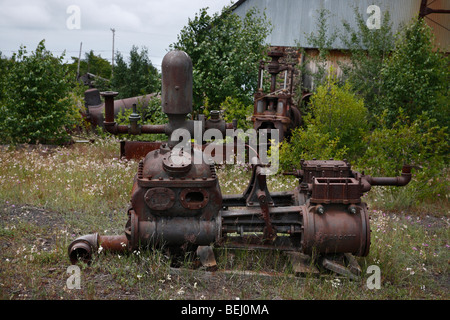 Abandoned mining equipment at Quincy Mine in Hancock Michigan USA rusty machines hi-res Stock Photo