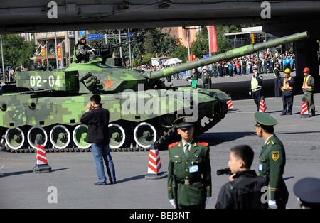 Military tanks, 99A leave the parade marking China's 60th anniversary of the People's Republic of China. 01-Oct-2009 Stock Photo