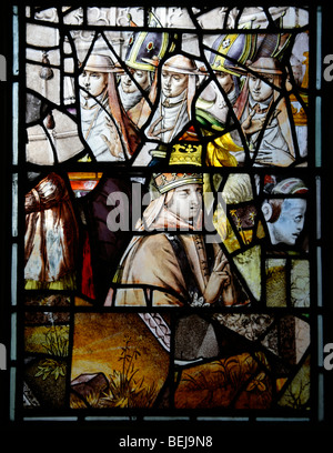 Detail of 16th or 17th century French or German stained glass window, St Mary Magdalene Church, Warham, Norfolk Stock Photo