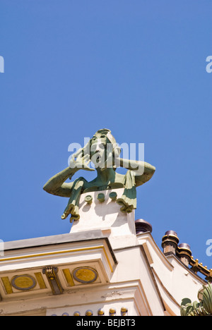 Sculpture on top of Art Nouveau building, Vienna, Austria Stock Photo