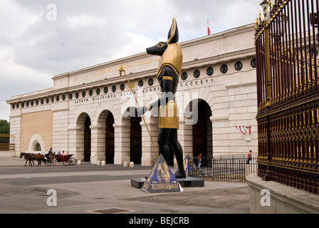 Egyptian God 'Anubis' standing outside the Museum of Ethnology, Vienna, Austria Stock Photo