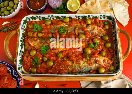 Fish egyptian style, Arabic countries, Arabic gastronomy, Egypt, North Africa, Africa, Stock Photo