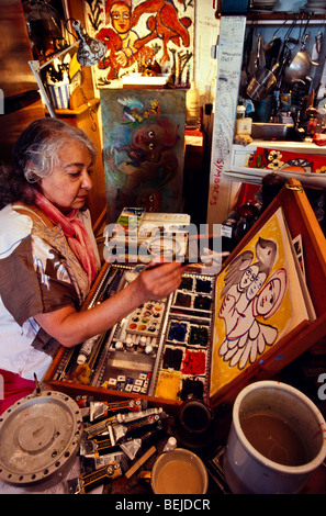 Artist Mirka Mora in her studio, Australia Stock Photo