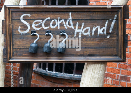 Secondhand sign, picture taken at Alton Towers Stock Photo