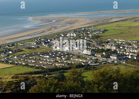 Houses and properties in Fairbourne , a low-lying coastal village town on the Cardigan Bay coast, Gwynedd North Wales UK, Stock Photo