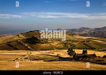 Typical sicilian countryside, Leonforte, Sicily, Italy Stock Photo