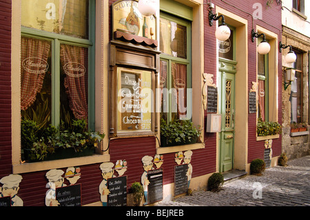 Alley with restaurants in the Patershol, Ghent, Belgium Stock Photo