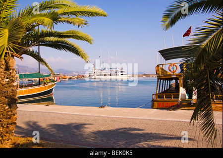 Alanya harbour with boats in southern Mediterranean Turkey Stock Photo