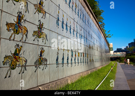 Mosaic of a Historic Royal Procession, Cheonggyecheon River in Seoul South Korea Stock Photo