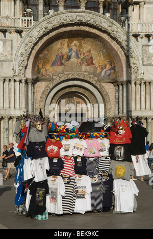 Venice Italy  Tourists souvenier stall outside Basilica San Marco. Saint Marks Square Piazza San Marco HOMER SYKES Stock Photo