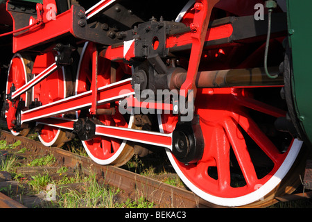 Steam engine wheels and propulsion mechanism Stock Photo