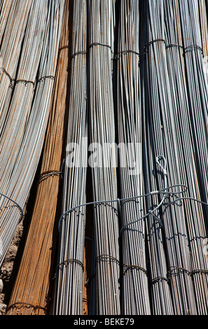 Inventory Bunches of unused steel re-bars Stock Photo