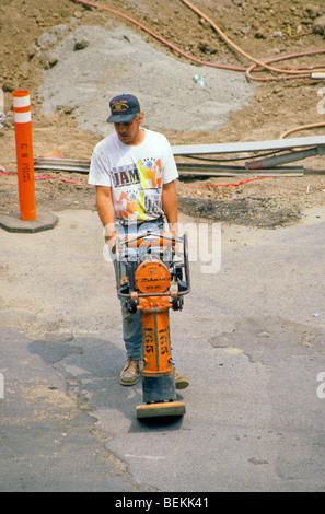 Construction workers build roads and concrete slab Stock Photo