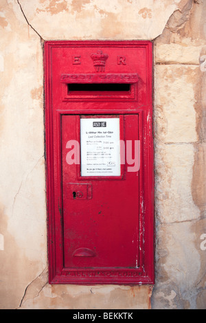 Red British Post Box, Mdina, Malta Stock Photo