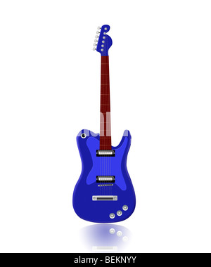 blue electric guitar isolated on white Stock Photo