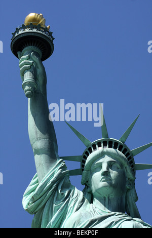 Statue of Liberty. Worldwide, most recognizable icons, of the United States, immigrants, immigration, sea voyage, gift France, public donations, base. Stock Photo