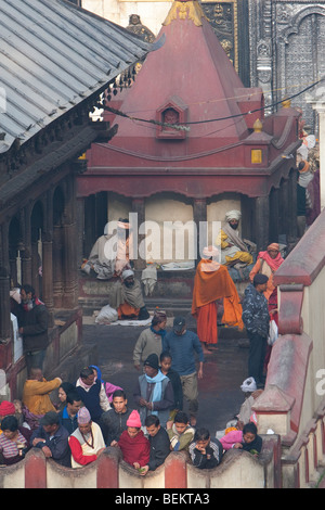 Pashupatinath, Kathmandu, Nepal. Outer Courtyard of Nepal's Holiest Hindu Temple, Pashupatinath. Stock Photo