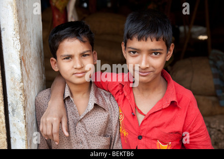 Two young boys in Dhaka Bangladesh Stock Photo