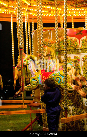 Packing away the Gallopers. Midsummer Fair, Cambridge closing Stock Photo