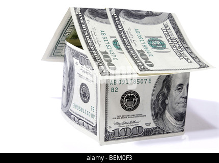 House made from hundred dollar bills Stock Photo