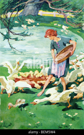 The Ugly Duckling. Colour illustration by Helen Stratton from the book Hans Andersen's Fairy Tales published c.1930. Stock Photo