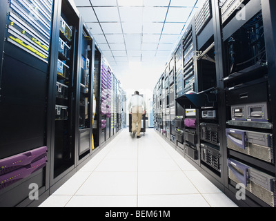 Man working in data center Stock Photo