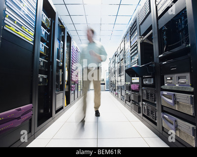 Man working in data center Stock Photo