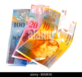 Swiss currency banknotes Stock Photo