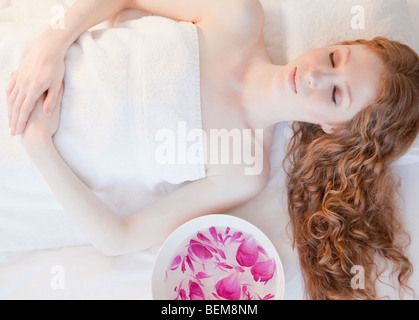 Woman in bed Stock Photo